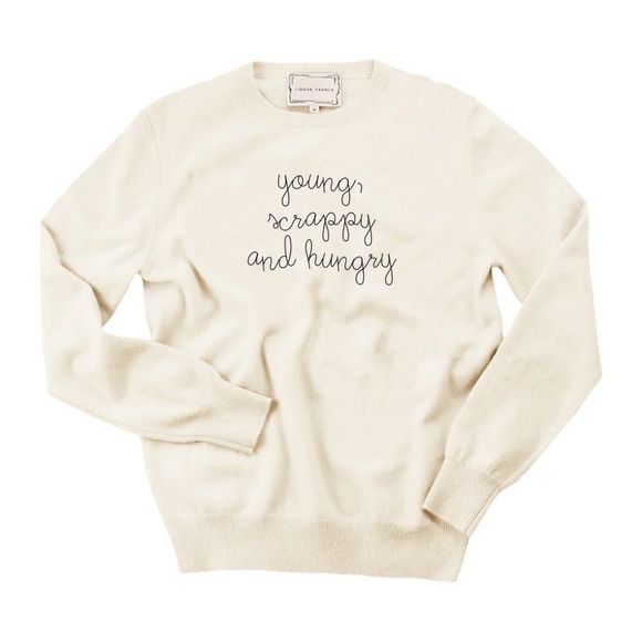 Lingua Franca Tops - Lingua Franca Crewneck Young Scrappy and Hungry Cotton Sweatshirt Cream Size M